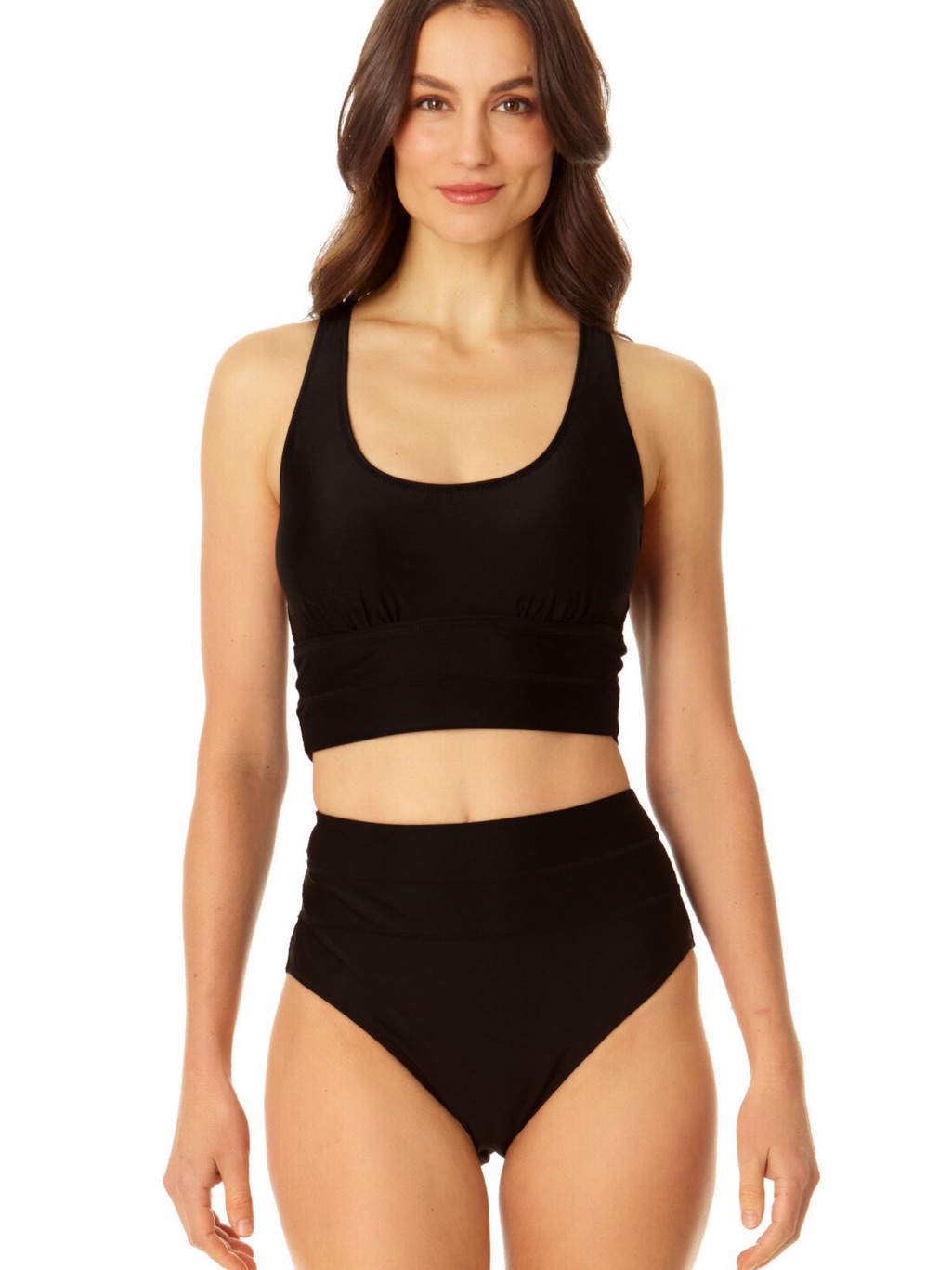 Coppersuit Women's Banded Halter Longline Bra Swim Top Black Size Medium